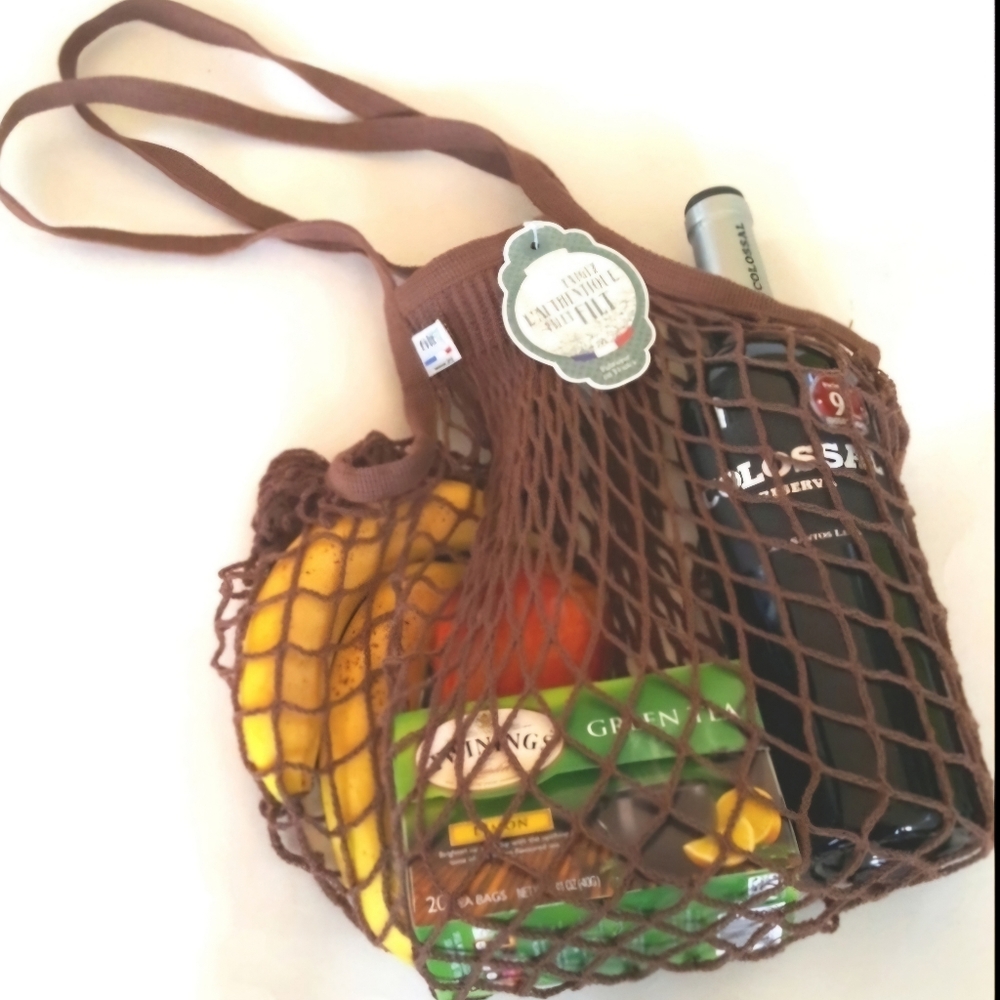 String Bag Chocolate Brown Shopper FILT France Normandie Organic Cotton Knit
